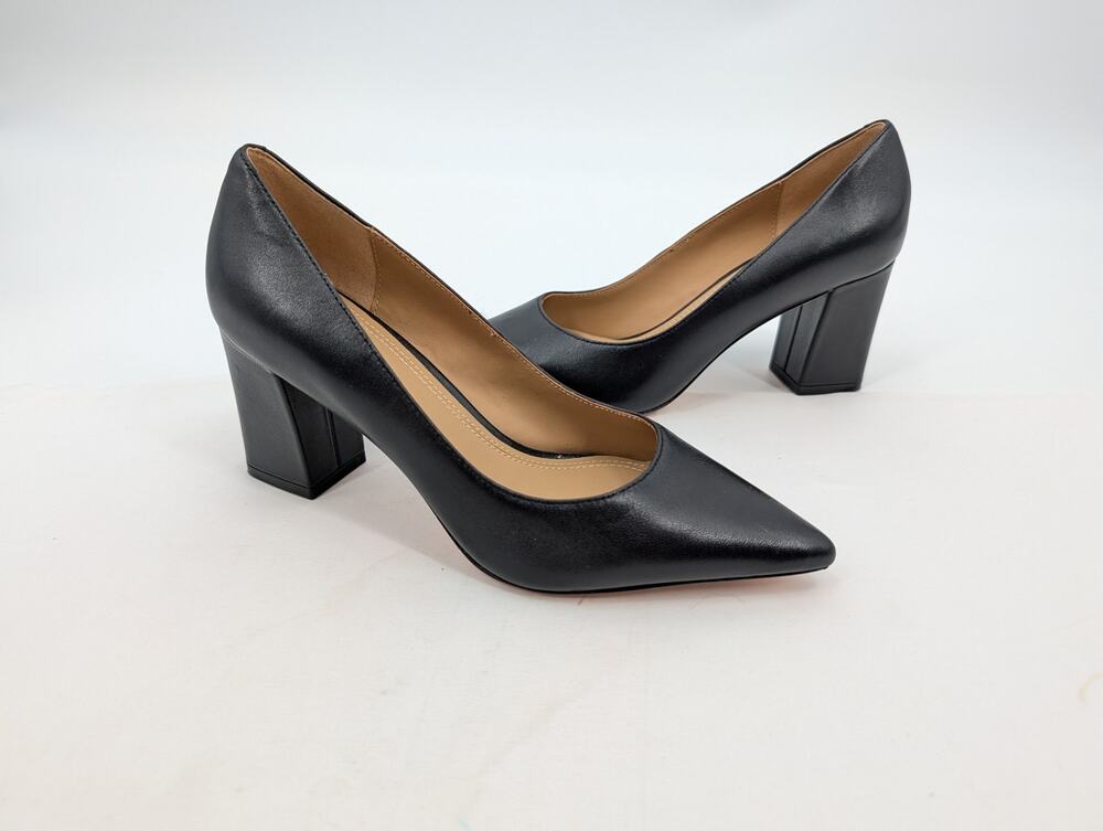 Quince Black Leather Heels Pump Size 5.5 Classic Staple Timeless Capsule Basic